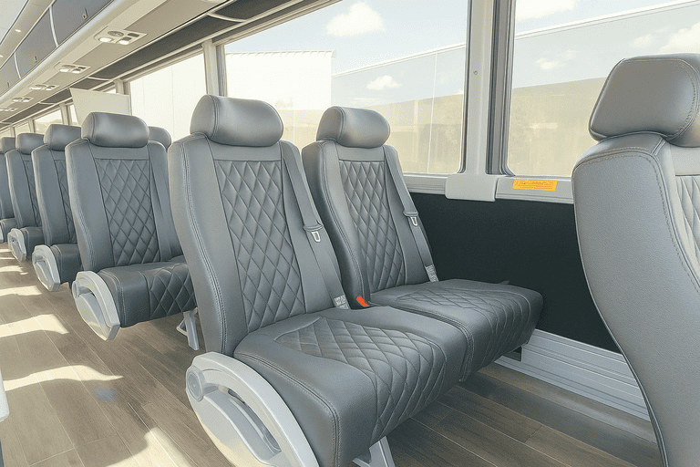 interior of Centennial Minibus Company charter bus