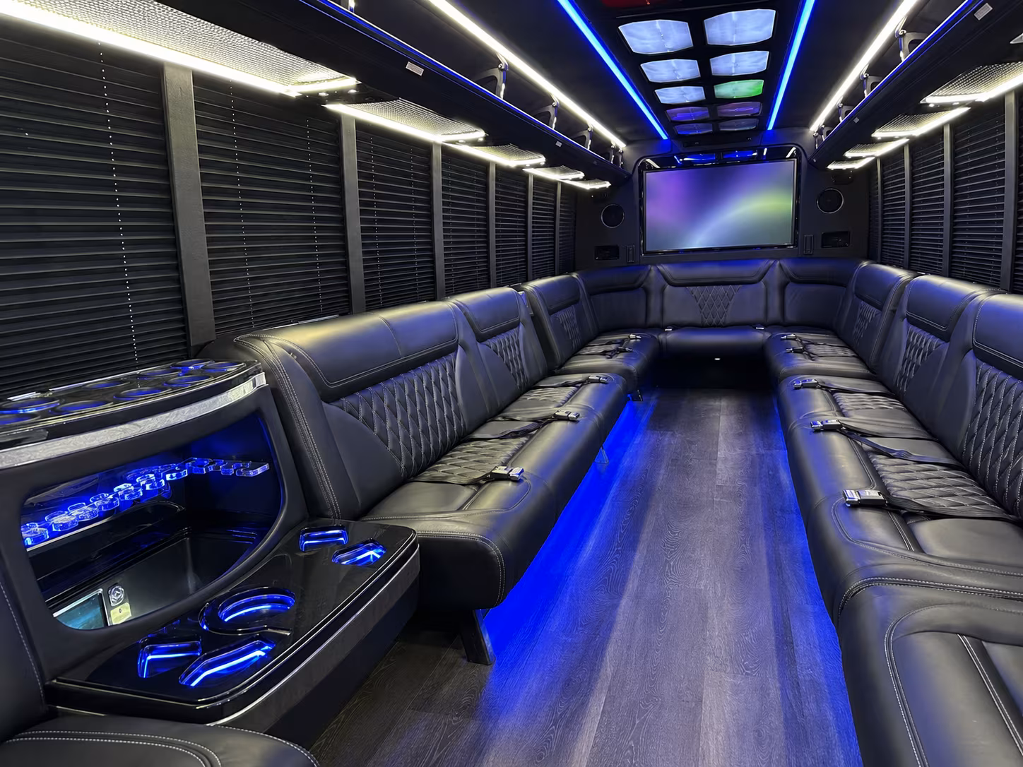 centennial 20 passenger party bus inside