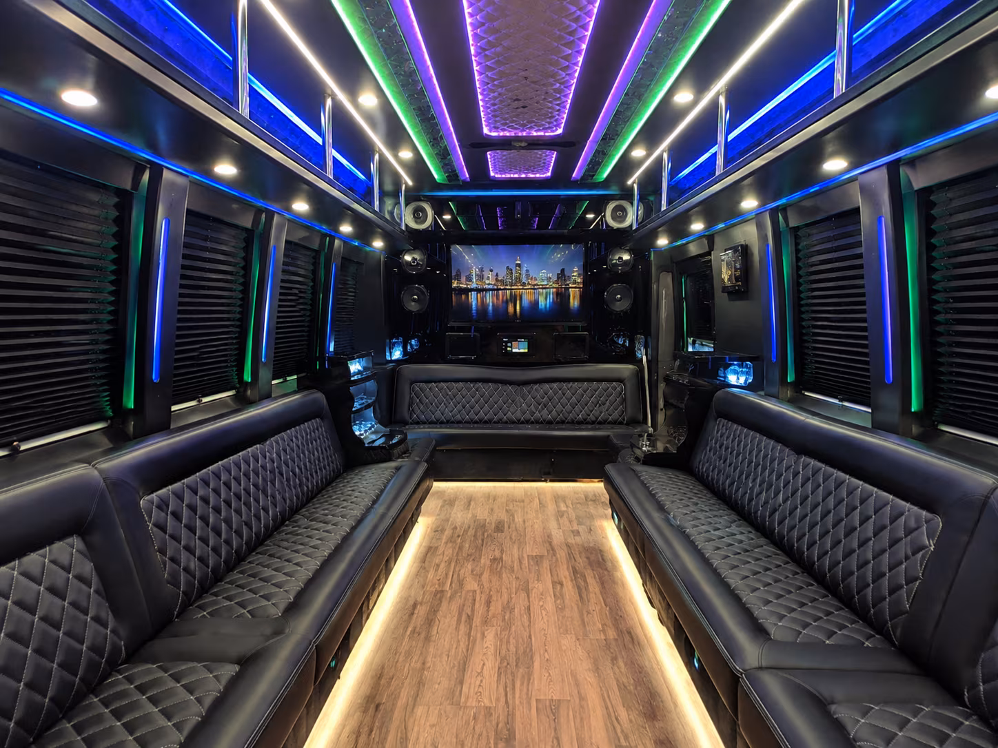 centennial 25 passenger party bus interior