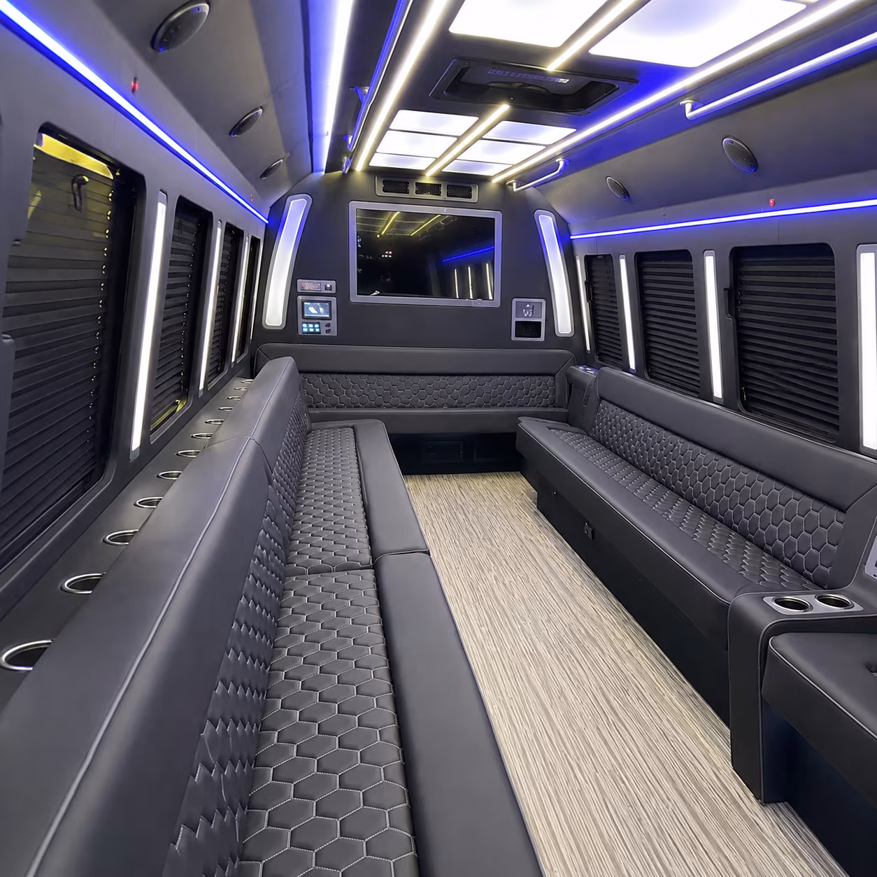 centennial 40 passenger party bus inside